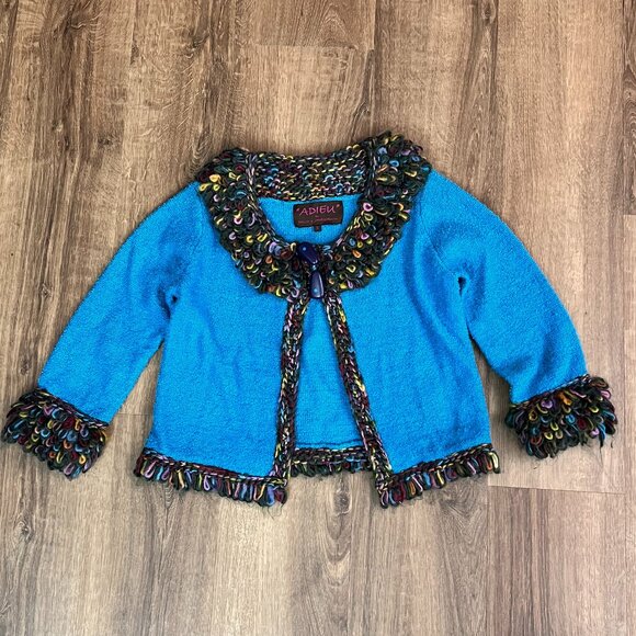 Philip Jane Gordon “ADIEU” Artsy Shag Colorful Sweater Sz S - Picture 3 of 12